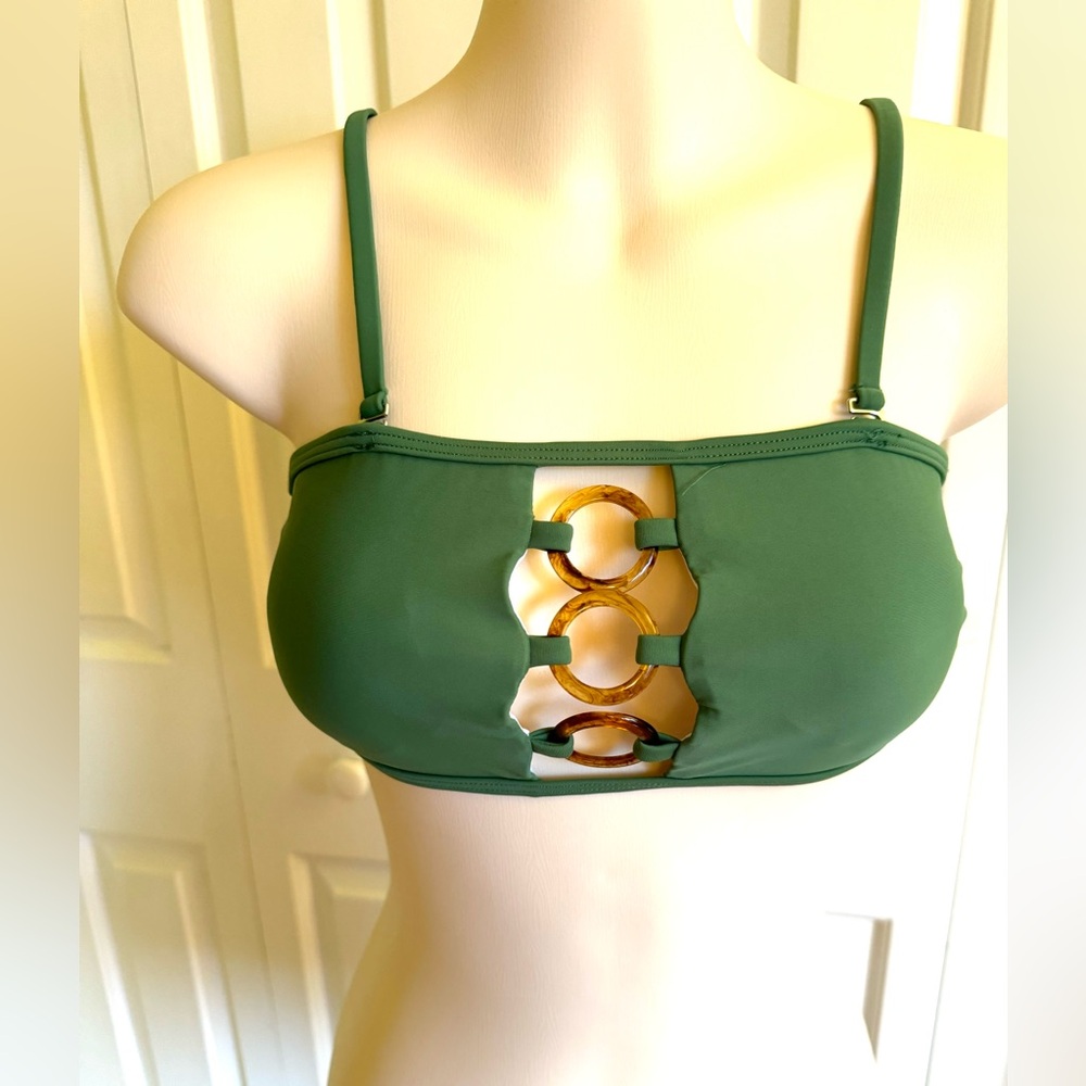 NEW VENUS Green Padded Swim Top 2 NWOT